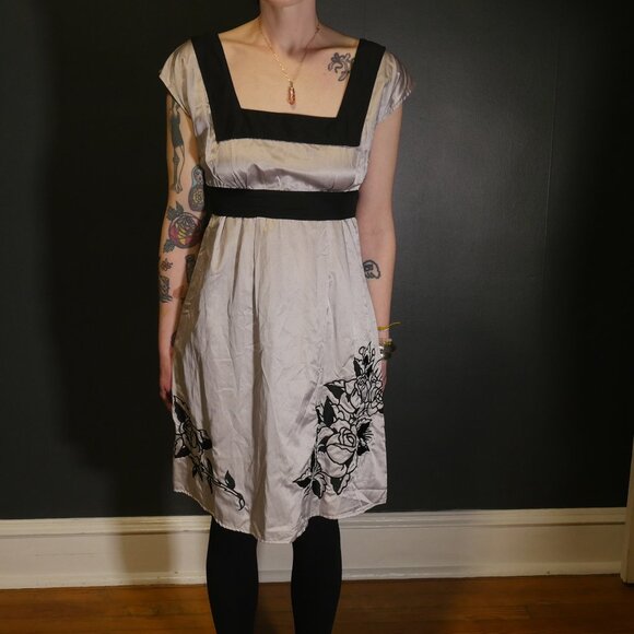Sailor Jerry Silver Satin Dress Sm - Picture 1 of 5